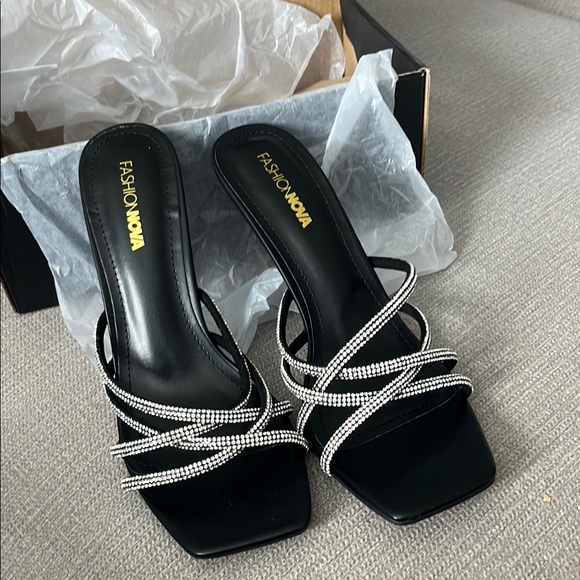 Fashion Nova Black Strappy Heels - Picture 1 of 4